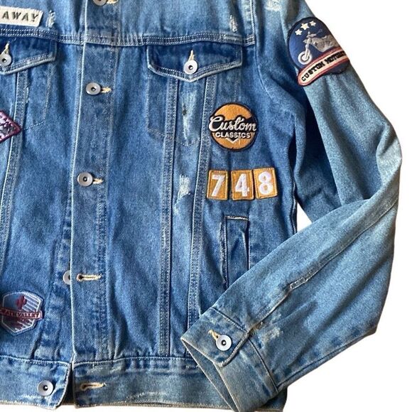 Rebel & Soul Long Sleeve Button Jean Jacket Women Medium Y2K Blue B13 - Picture 4 of 6